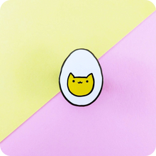 Load image into Gallery viewer, Hardy the Hard Boiled Egg Cat Enamel Pin