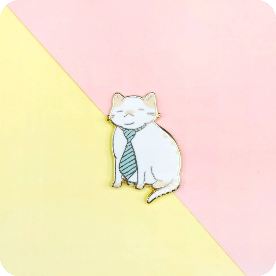 Tired Office Cat Enamel Pin